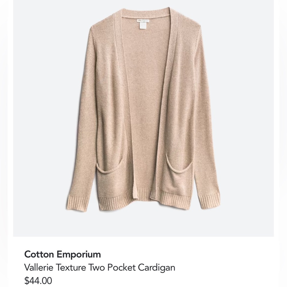 Cotton Emporium Vallerie Texture 2 Pocket Cardigan beige Stitchfix medium